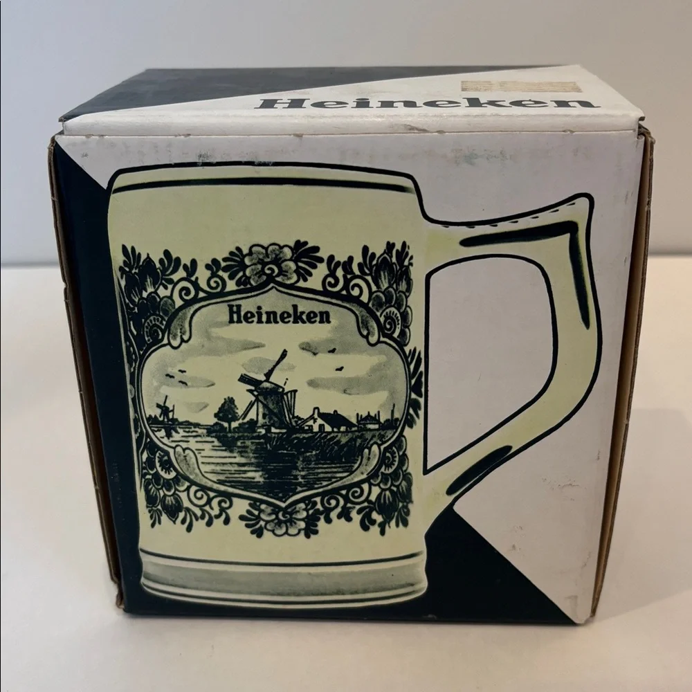Vintage Heineken Blue Delft's Hand Painted Mug Made in Holland Beer Stein‎